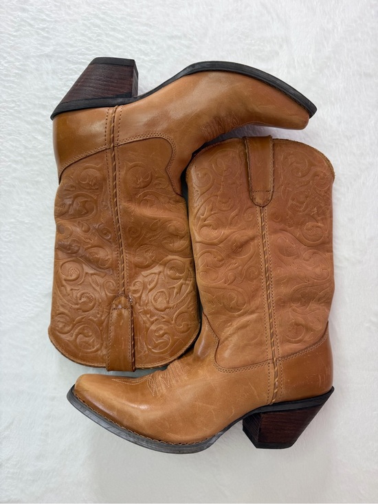 Durango Shoes - Durango Cowboy Boots Crush Tan Scroll Western Boots‎ Snip Toe 8M
